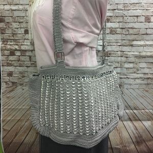 XLarge Handmade Soda Top Pull Tab Gray Purse